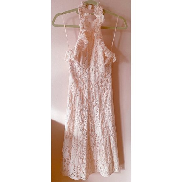 Pink Ruffle Lace Cocktail Dress - Picture 3 of 6